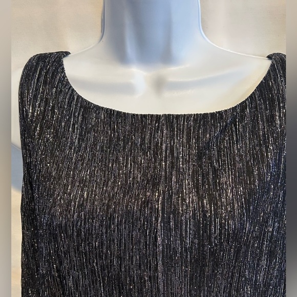 SLNY size 16 dress, black and silver with layers. Sleeveless and sheer w/ slip - Picture 7 of 9
